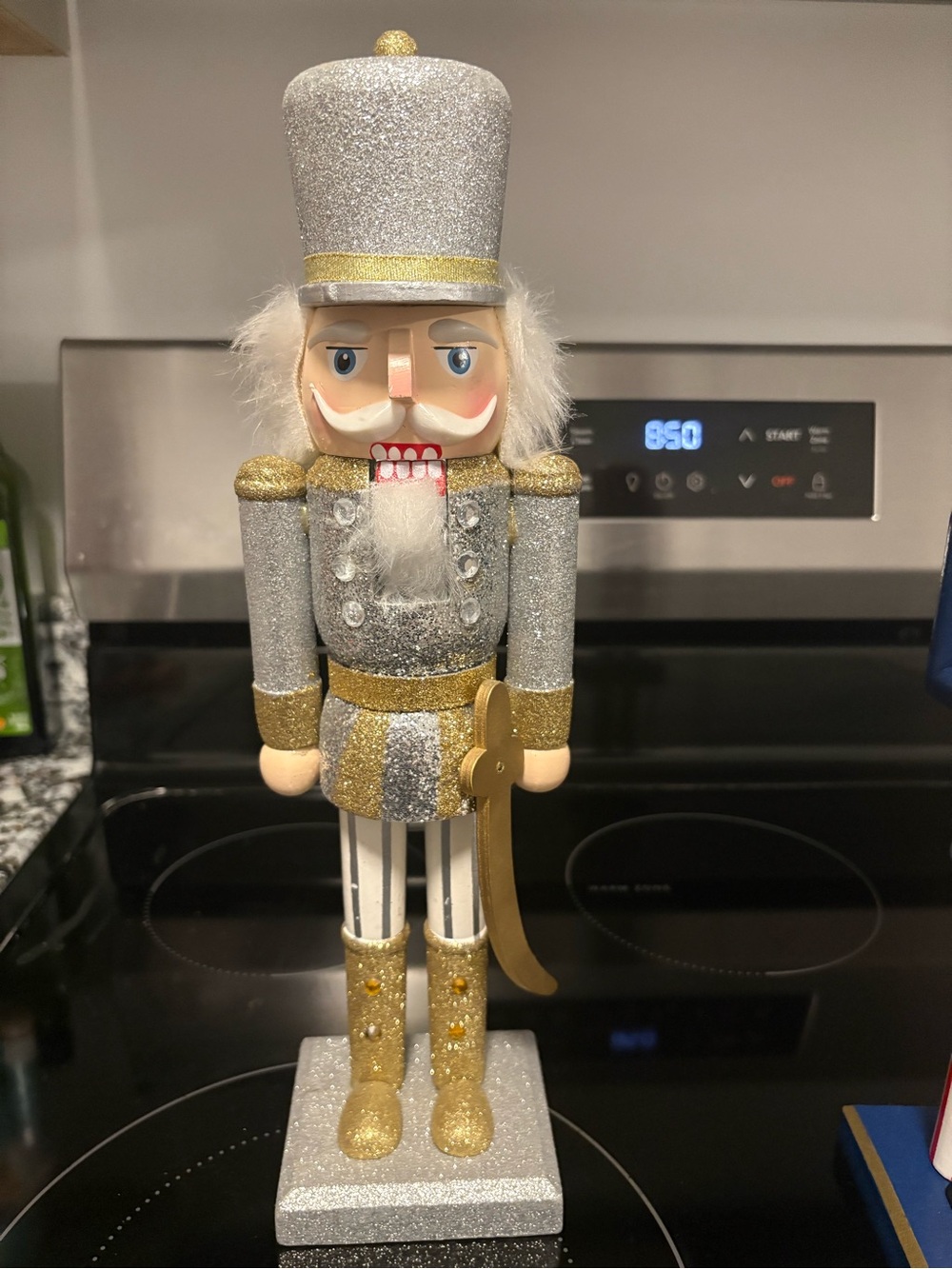 Holiday Silver & Gold Nutcracker Decoration - Classic Home Holiday Figurine